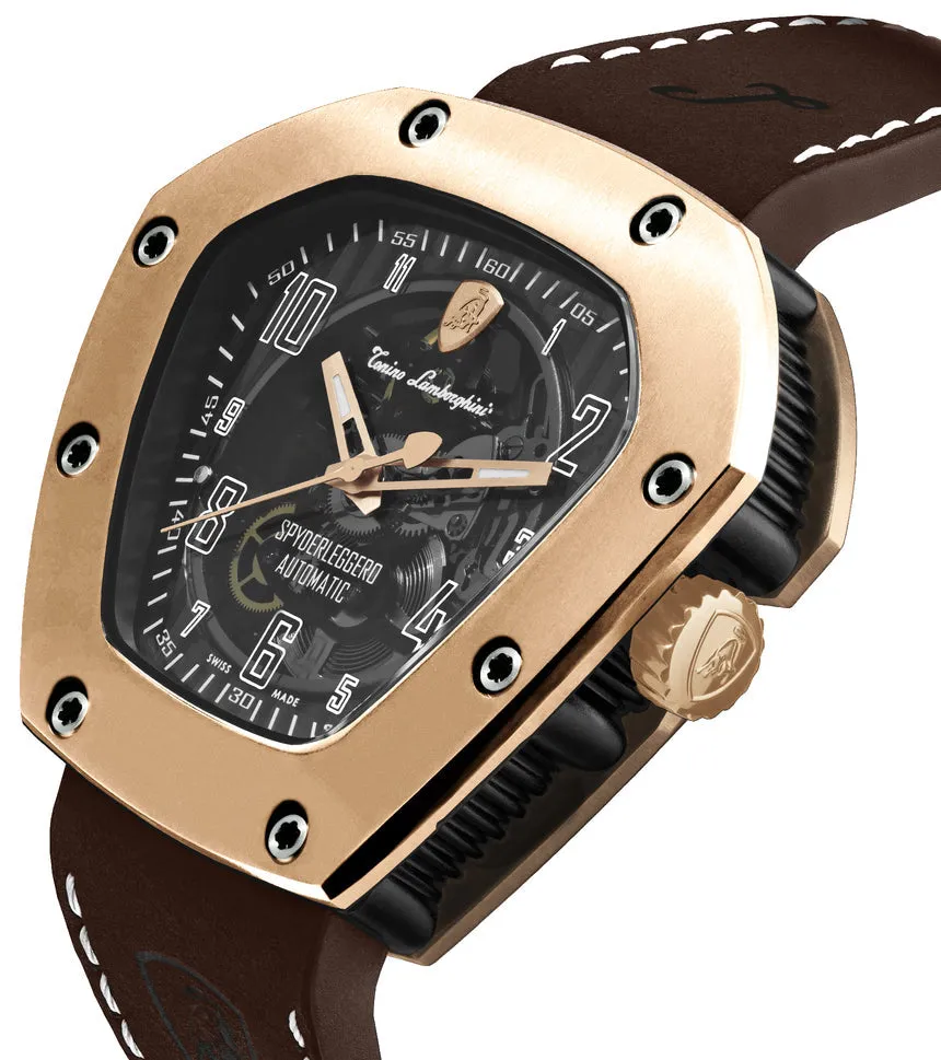 Tonino LambORSghini Watch Spyderleggero Skeleton Rose Gold