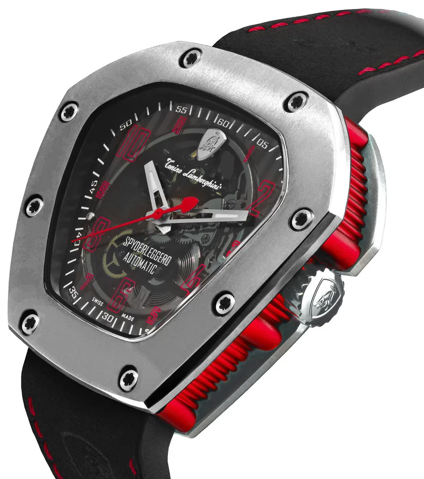 Tonino LambORSghini Watch Spyderleggero Skeleton Titanium Red