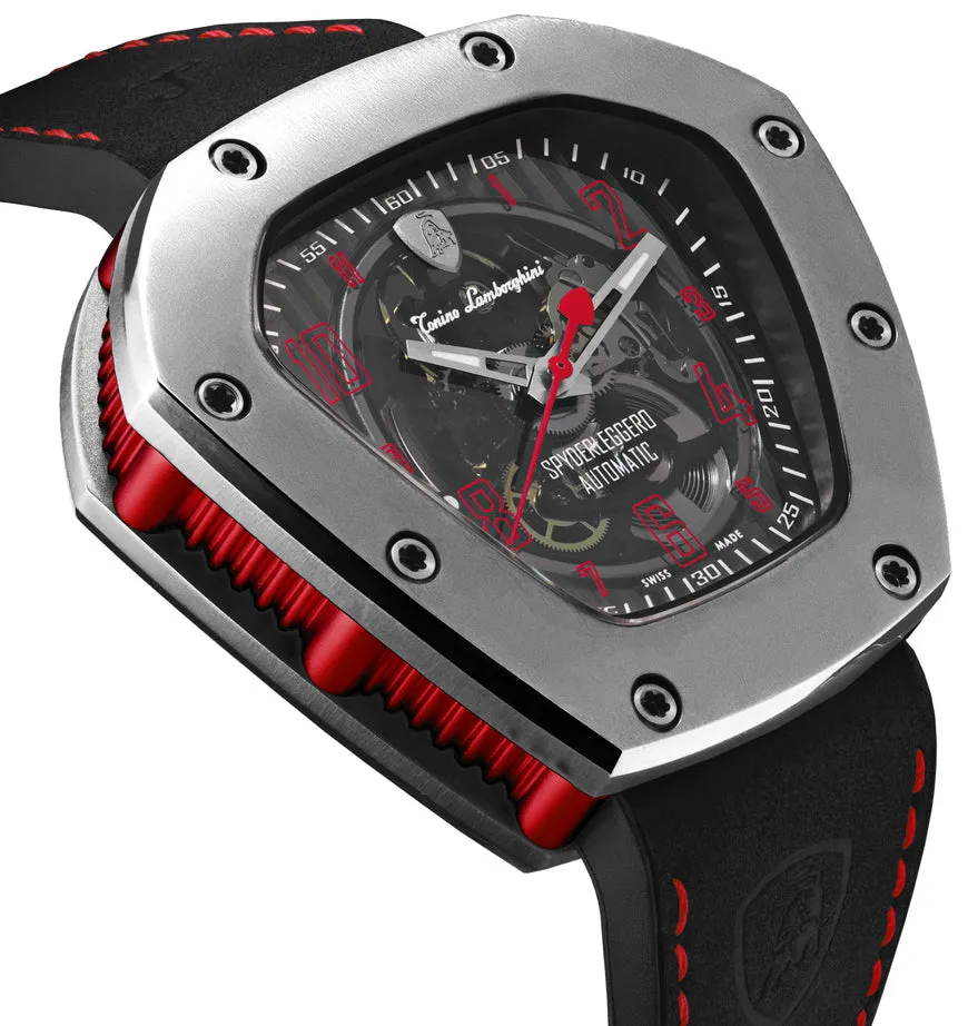 Tonino LambORSghini Watch Spyderleggero Skeleton Titanium Red