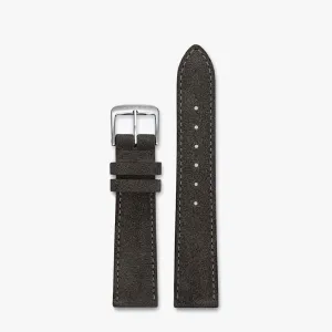 Velour leather anthracite Watchband, 17 mm