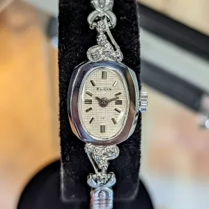 Vintage Ladies ELGIN Watch - Textured Dial & Fancy Lugs, Original Speidel Bracelet