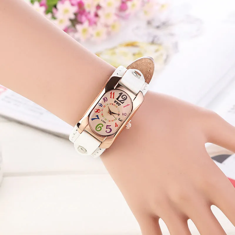 Vintage Leather Quartz Stone Women's Watch