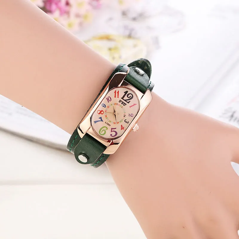 Vintage Leather Quartz Stone Women's Watch