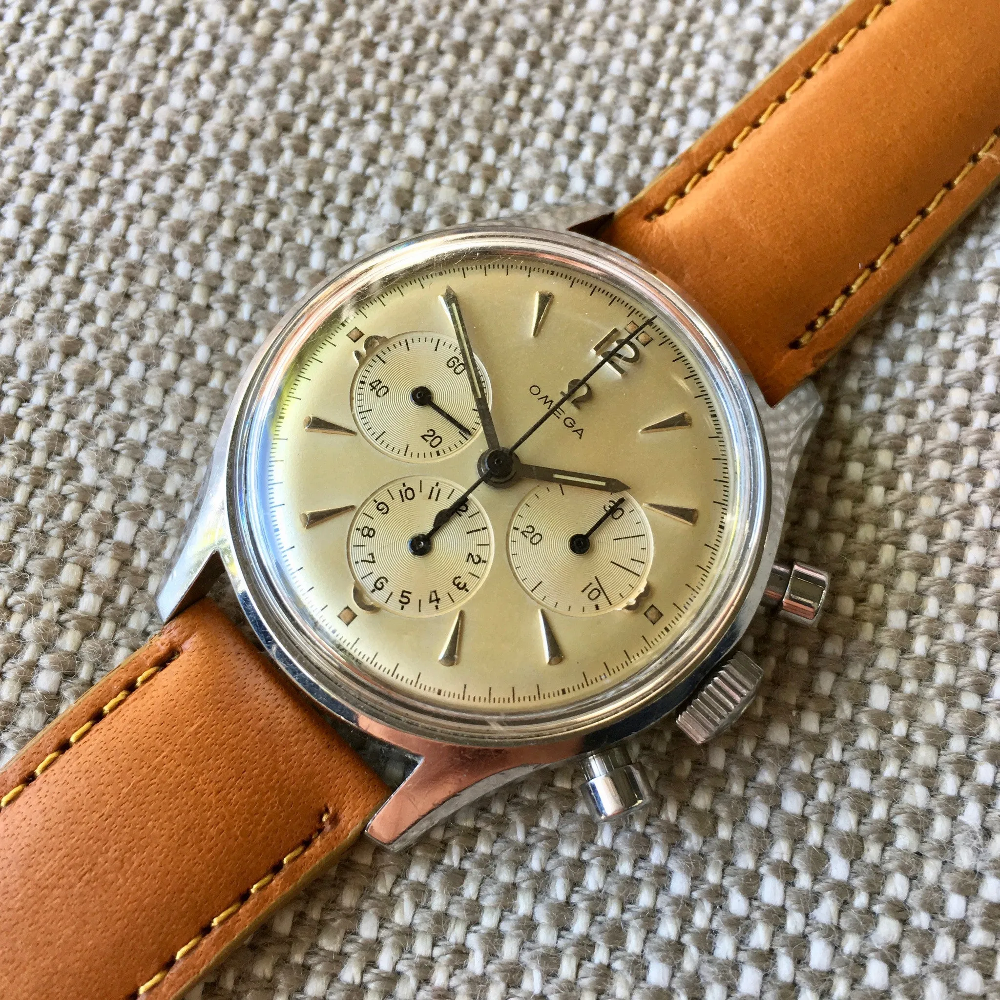 Vintage Omega 2451-6 Steel Chronograph Cal. 321 Manual 1950's Wristwatch 35mm