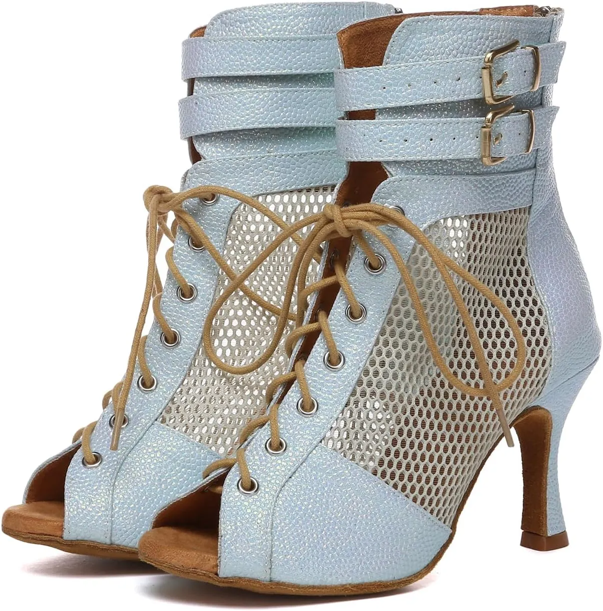 Women's Ballroom Dance Shoes Lace up Latin Modern Dance Heels,Model YCL615