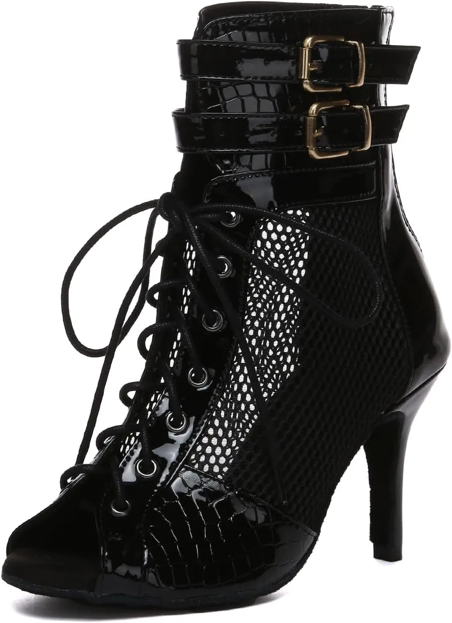 Women's Ballroom Dance Shoes Lace up Latin Modern Dance Heels,Model YCL615