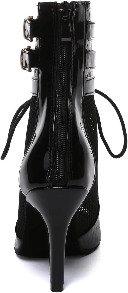 Women's Ballroom Dance Shoes Lace up Latin Modern Dance Heels,Model YCL615