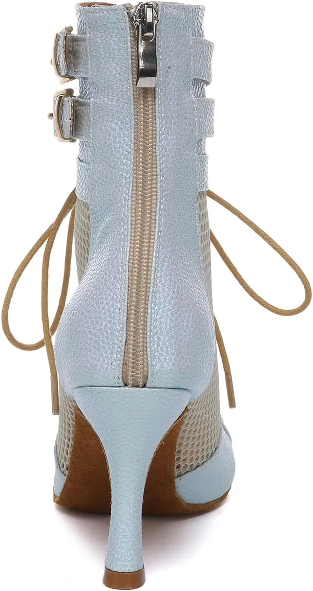 Women's Ballroom Dance Shoes Lace up Latin Modern Dance Heels,Model YCL615