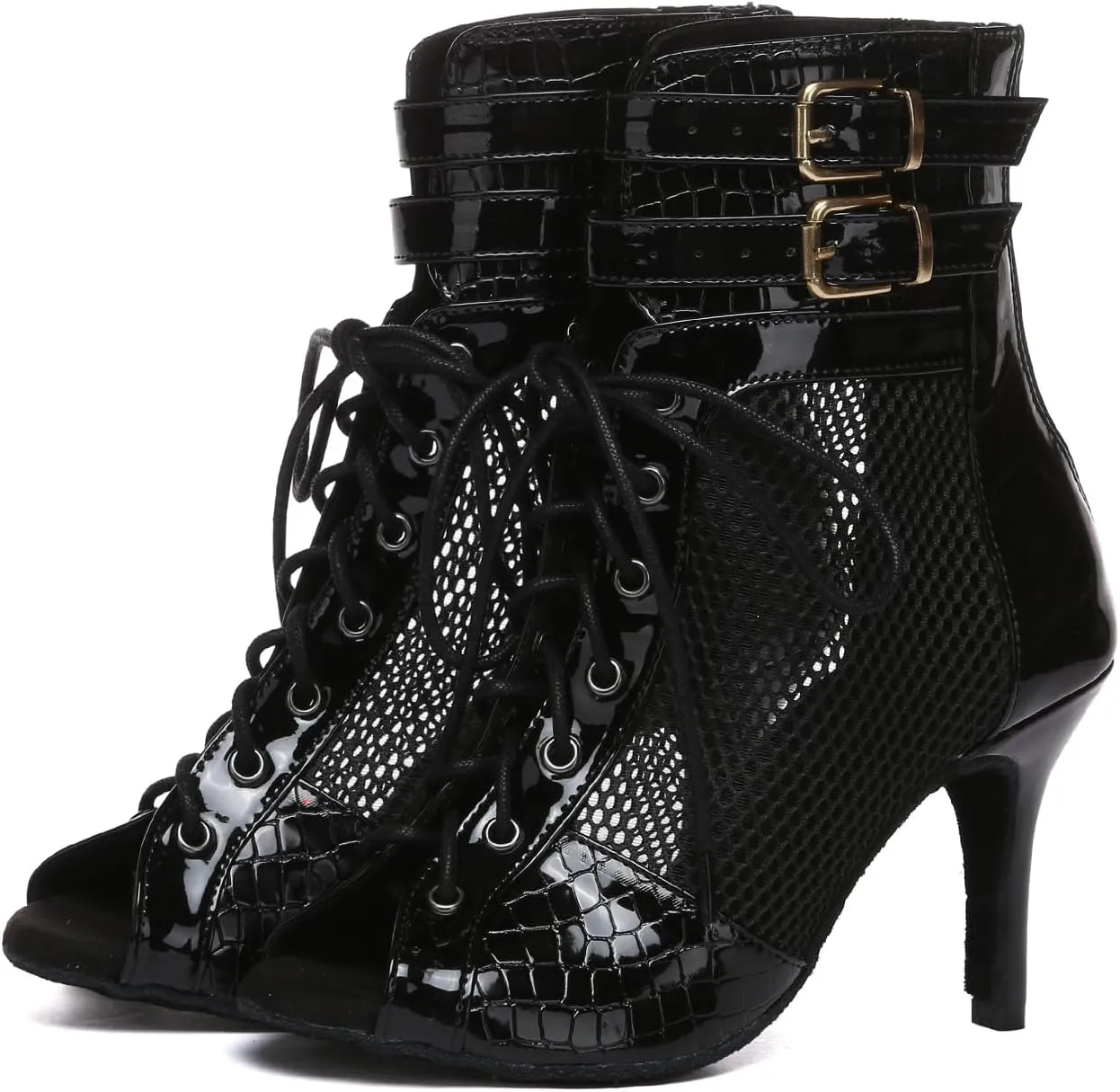 Women's Ballroom Dance Shoes Lace up Latin Modern Dance Heels,Model YCL615