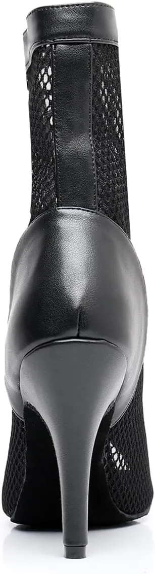 Women's Fashion Peep Toe Ballroom Dance Boots Latin Modern Performance Dance Shoes