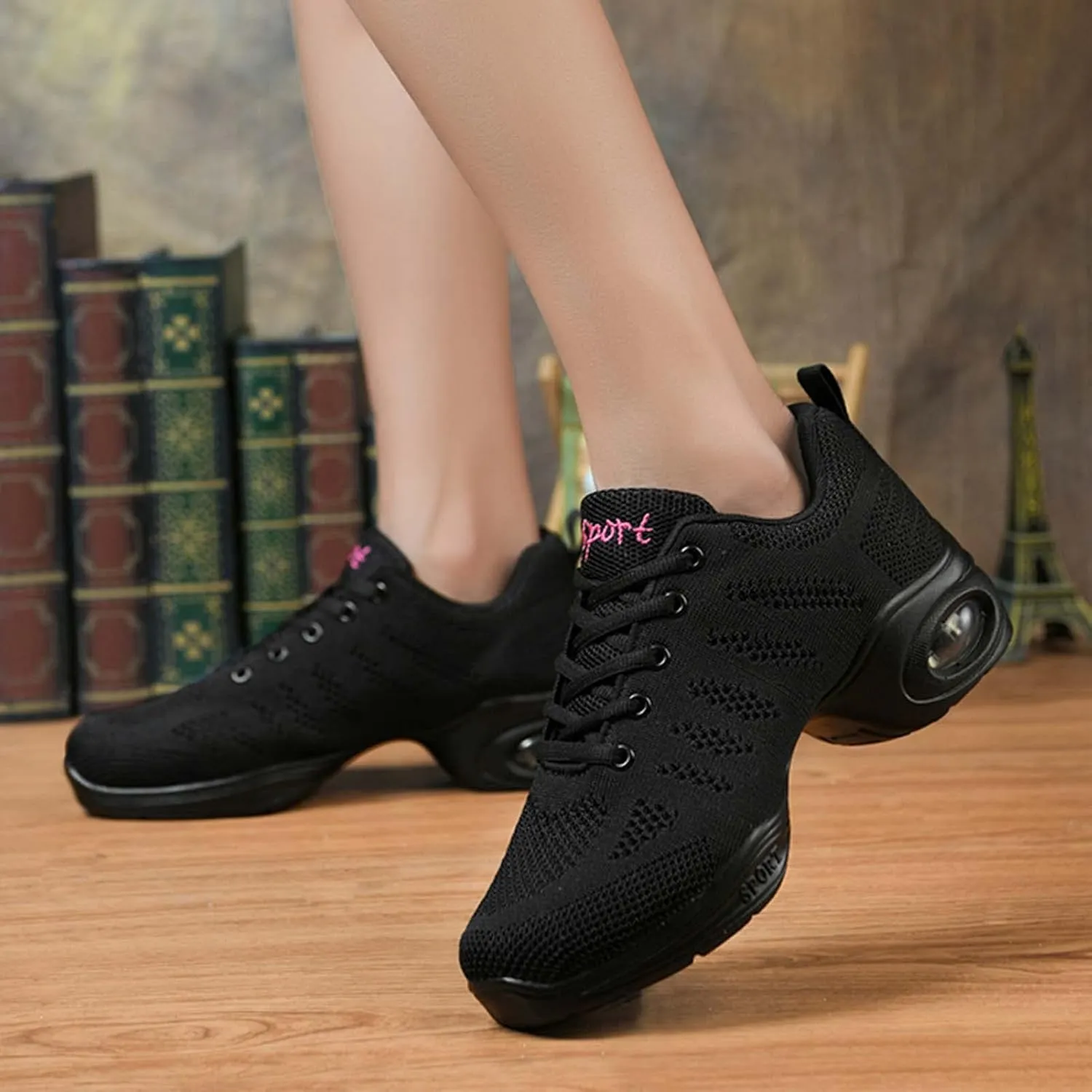 Women's Jazz Shoes Split Sole Dance Sneakers Lace Up Zumba Modern Shoes