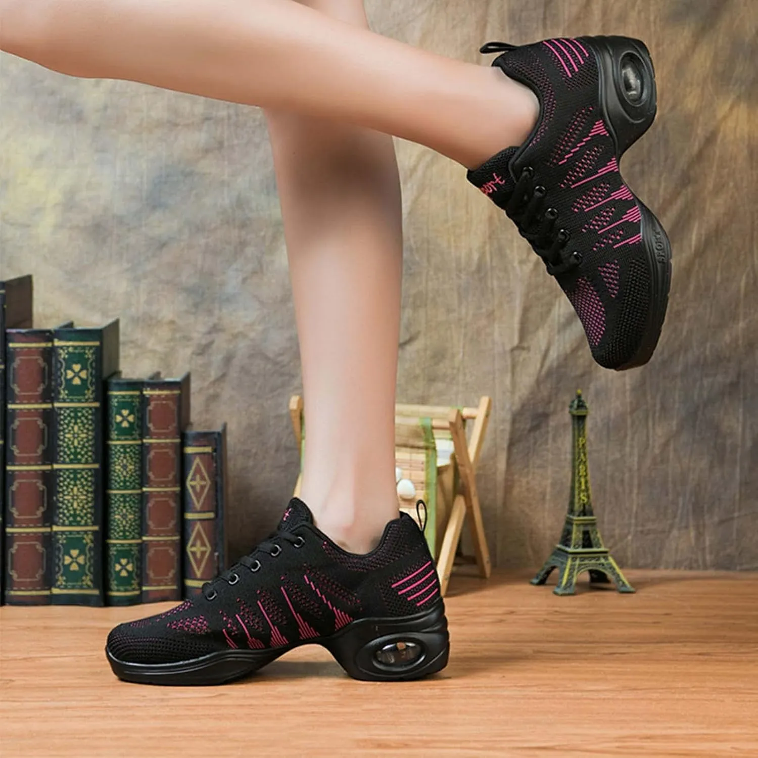 Women's Jazz Shoes Split Sole Dance Sneakers Lace Up Zumba Modern Shoes