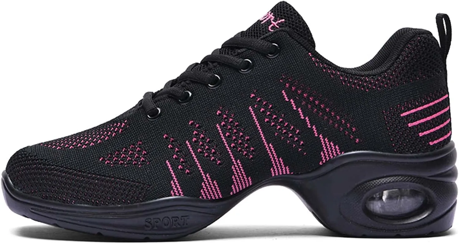 Women's Jazz Shoes Split Sole Dance Sneakers Lace Up Zumba Modern Shoes