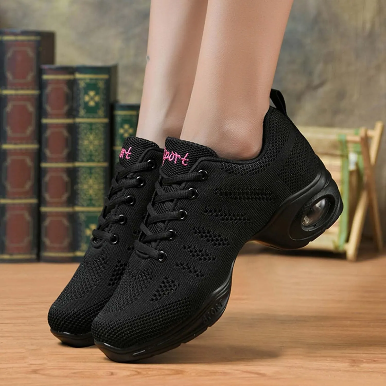 Women's Jazz Shoes Split Sole Dance Sneakers Lace Up Zumba Modern Shoes