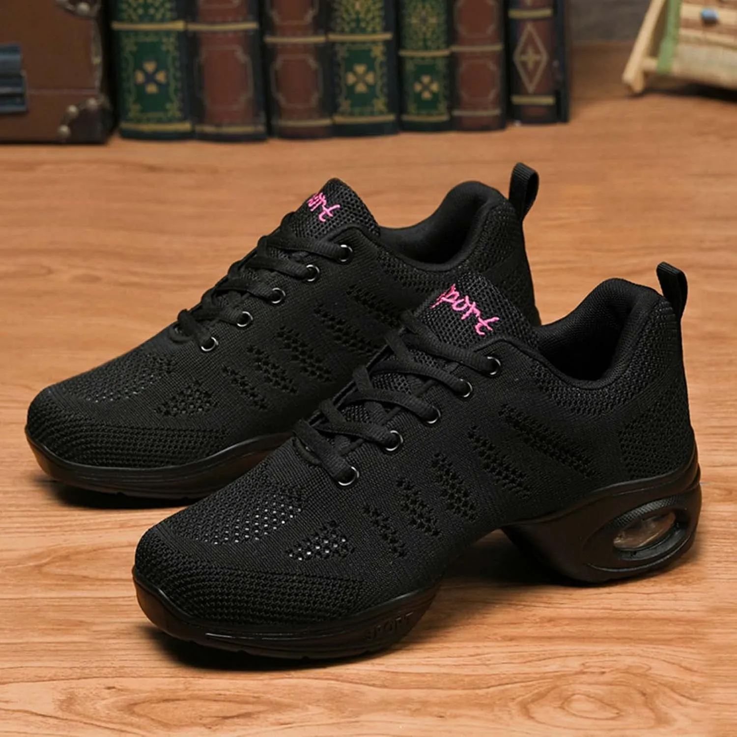 Women's Jazz Shoes Split Sole Dance Sneakers Lace Up Zumba Modern Shoes