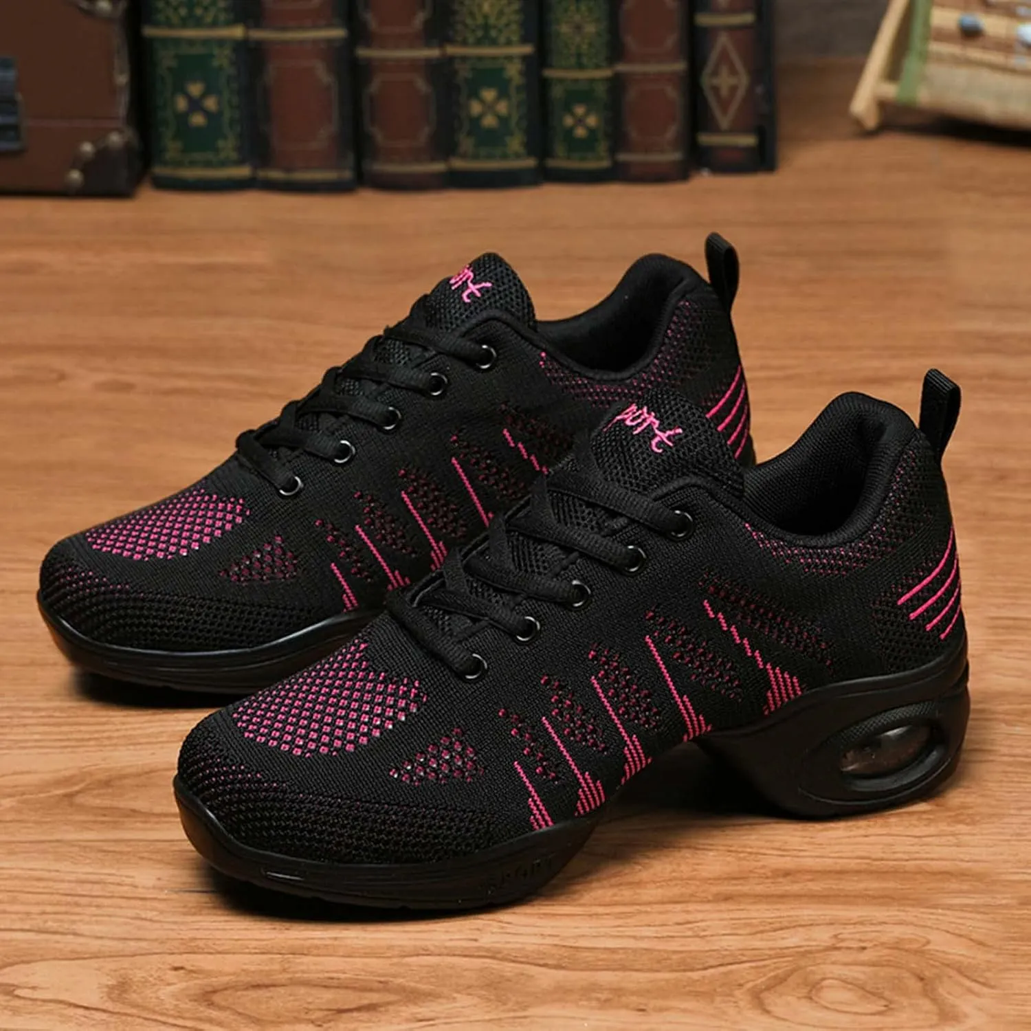 Women's Jazz Shoes Split Sole Dance Sneakers Lace Up Zumba Modern Shoes
