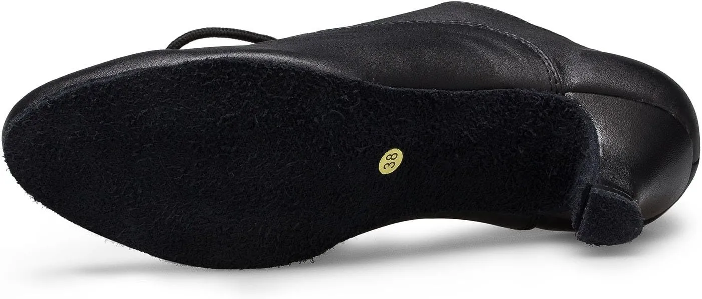 Women's Leather Closed Toe Modern Lace-up Latin Practice Professional Dance Shoes L229