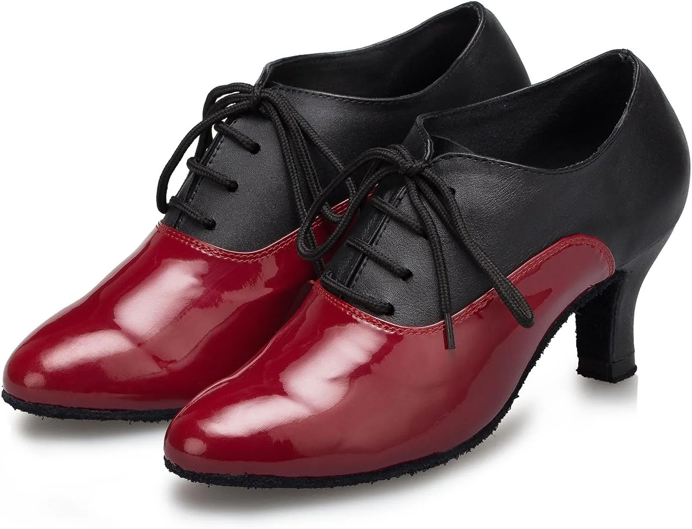 Women's Leather Closed Toe Modern Lace-up Latin Practice Professional Dance Shoes L229