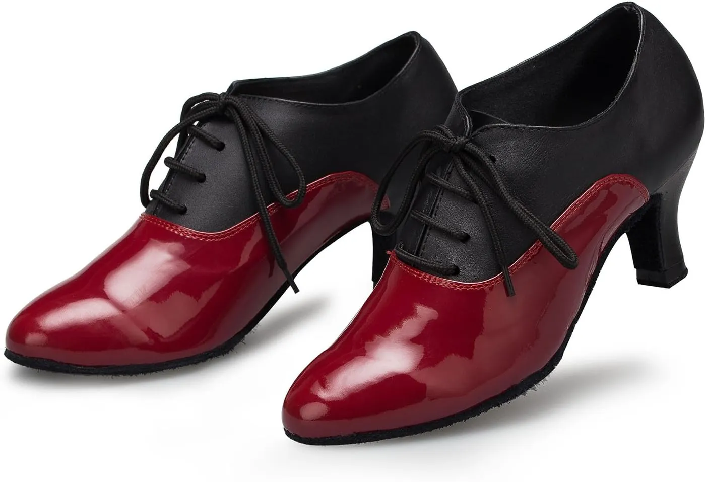 Women's Leather Closed Toe Modern Lace-up Latin Practice Professional Dance Shoes L229