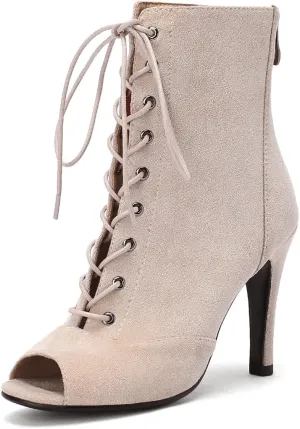 Women's Peep Toe Stiletto Dance Shoes Lace Up High Heel Short Booties Evening Wedding Party Jeans Dress Ankle Boots Women's Peep Toe Stiletto Dance Shoes Lace Up High Heel Short Booties Evening Wedding Party Jeans Dress Ankle Boots