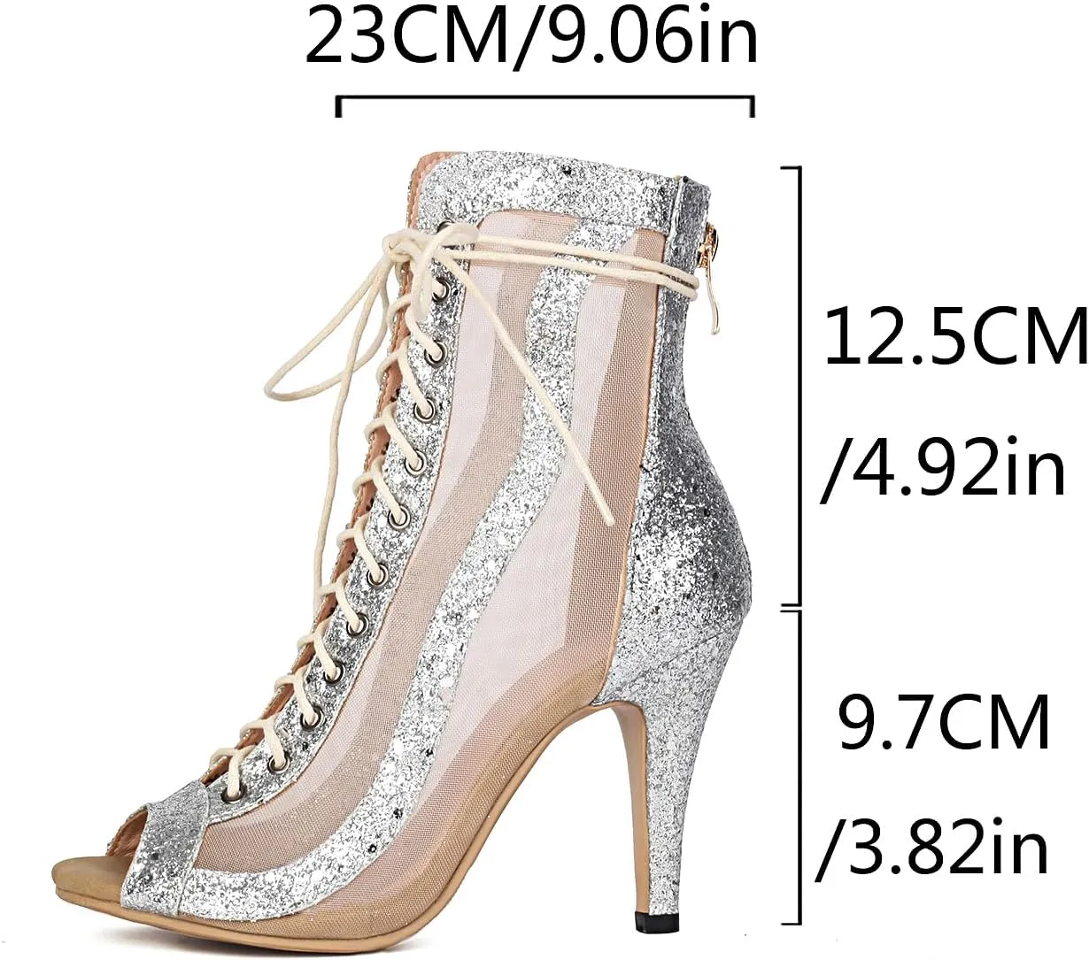 Women's Peep Toe Stiletto Dance Shoes Lace Up High Heel Short Booties Evening Wedding Party Jeans Dress Ankle Boots