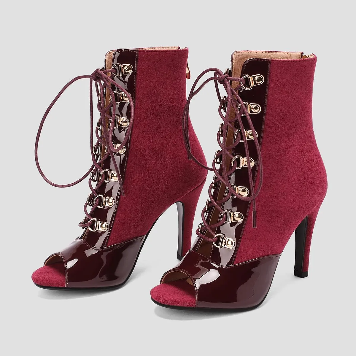 Women's Stiletto Ankle Boots Pointed Toe Lace Up High Heel Short Booties Evening Wedding Party Jeans Dress Heeded Dance Shoes