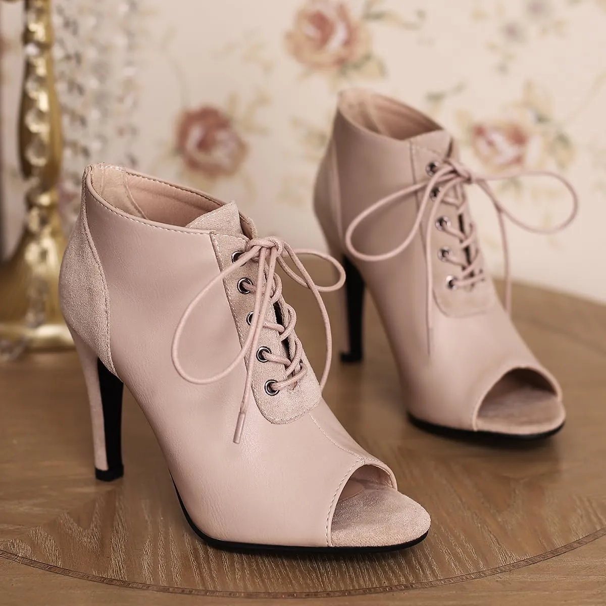 Women's Stiletto Ankle Boots Pointed Toe Lace Up High Heel Short Booties Evening Wedding Party Jeans Dress Heeded Dance Shoes