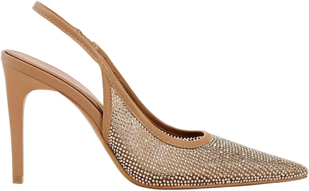 Women's Stiletto High Heel Slingbacks Mesh Fabric With Rhinestone Back Strap With Elastic Pointed Toe Slip On Wedding Party Evening Dress Shoes for Women Ladies Girls
