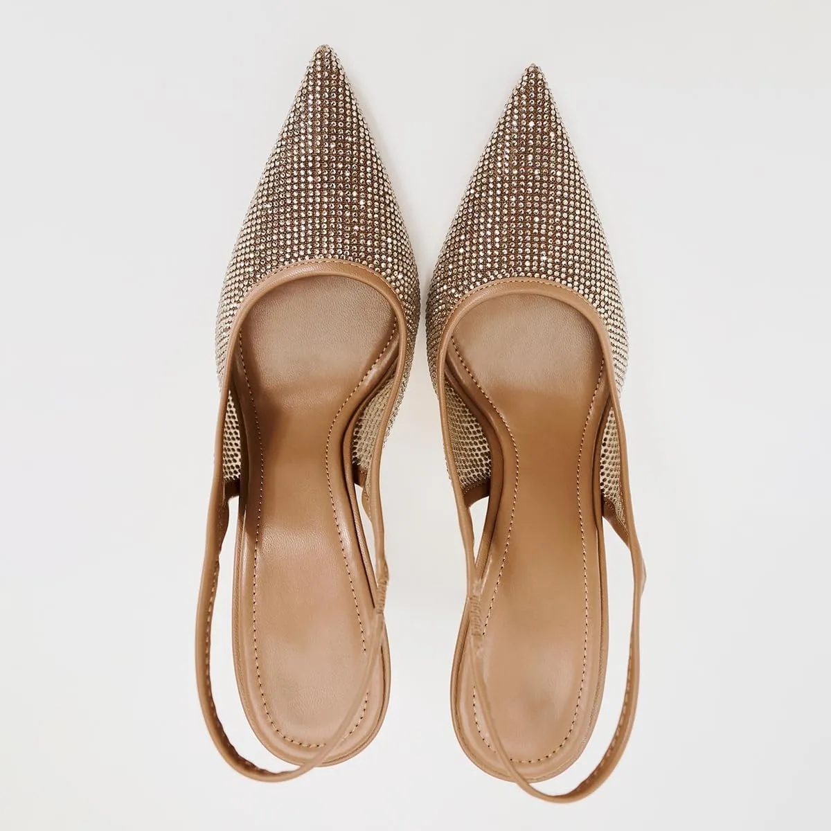 Women's Stiletto High Heel Slingbacks Mesh Fabric With Rhinestone Back Strap With Elastic Pointed Toe Slip On Wedding Party Evening Dress Shoes for Women Ladies Girls