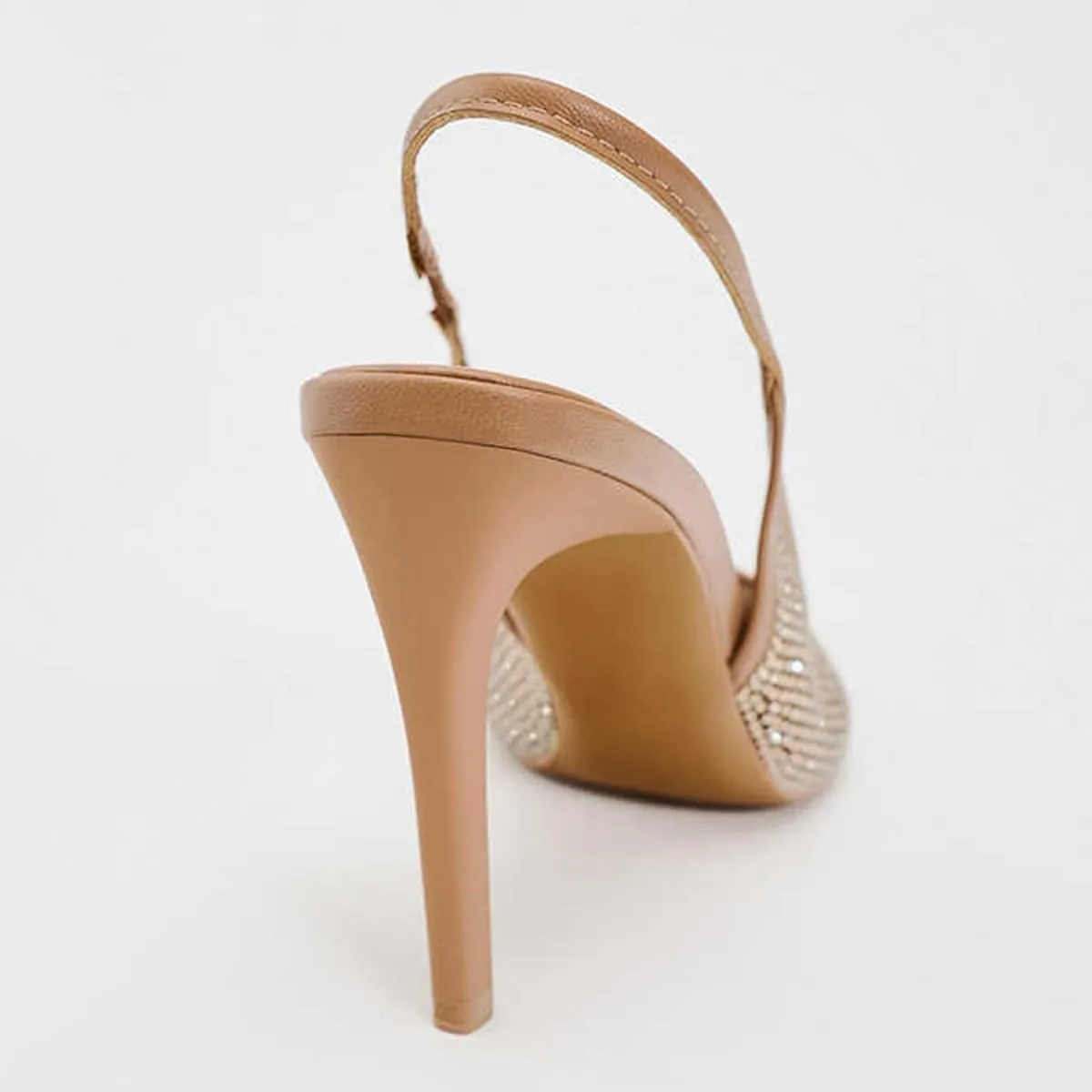 Women's Stiletto High Heel Slingbacks Mesh Fabric With Rhinestone Back Strap With Elastic Pointed Toe Slip On Wedding Party Evening Dress Shoes for Women Ladies Girls