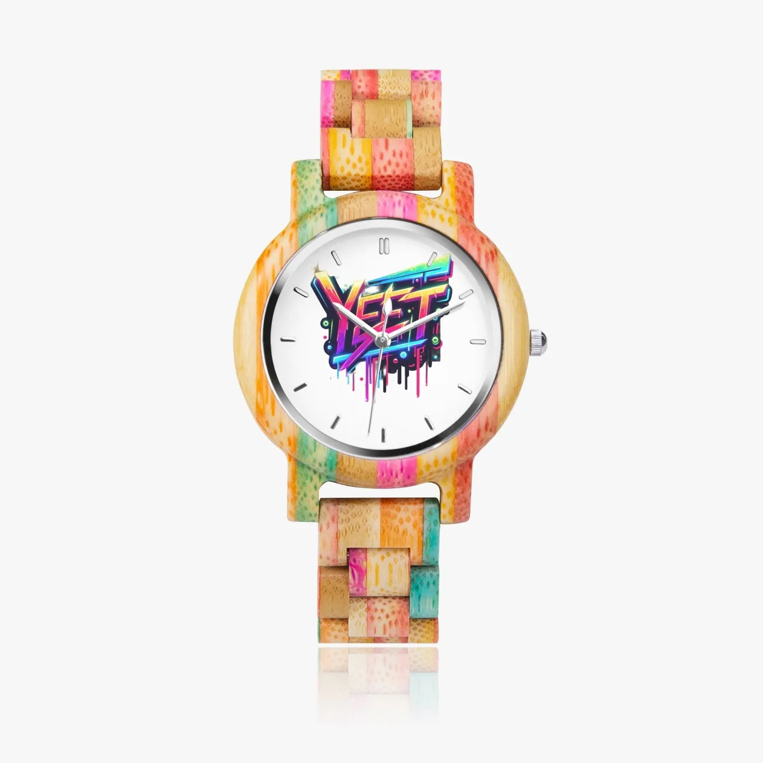 Yeet Camouflage Wooden Watch - Green&Pink