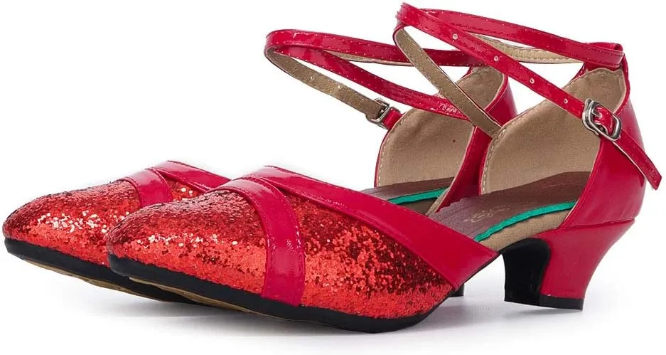 YKXLM Character Shoes for Women Closed Toe Practice Modern Dance Heels,DY111