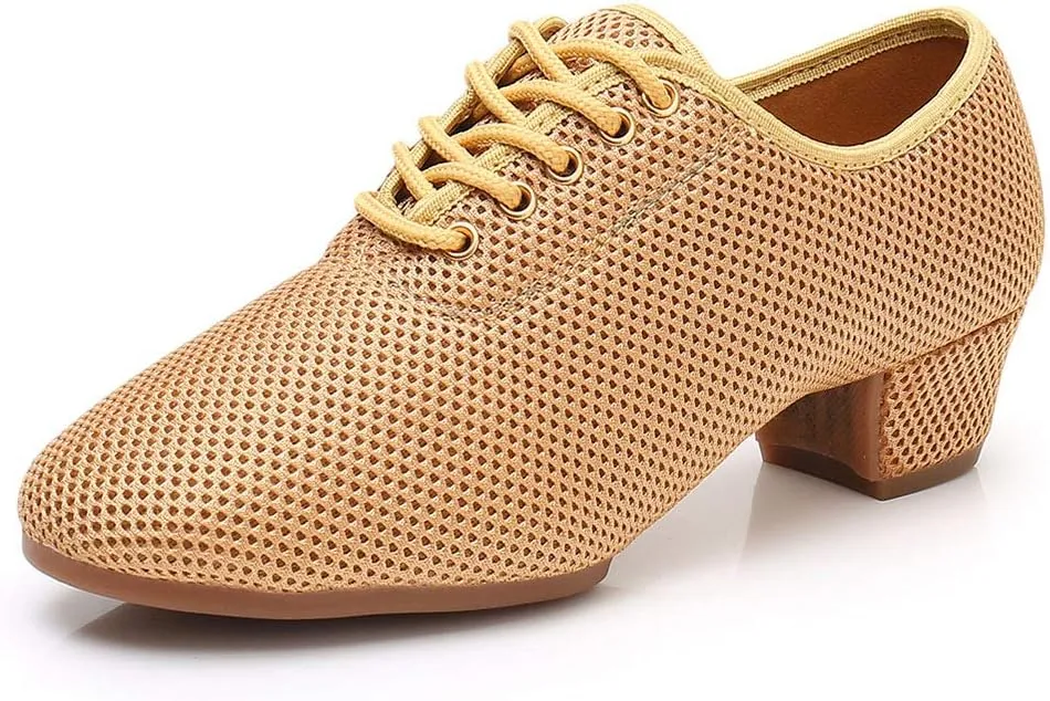 YKXLM Women's Mesh Jazz Modern Split-Sole Dance Shoes for Ballroom,Model LPWY112